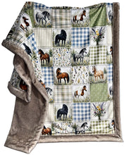 Load image into Gallery viewer, Extra Luxe Glazed Sand Dollar Encore + Country Horses Faux Quilt XL Adult Size
