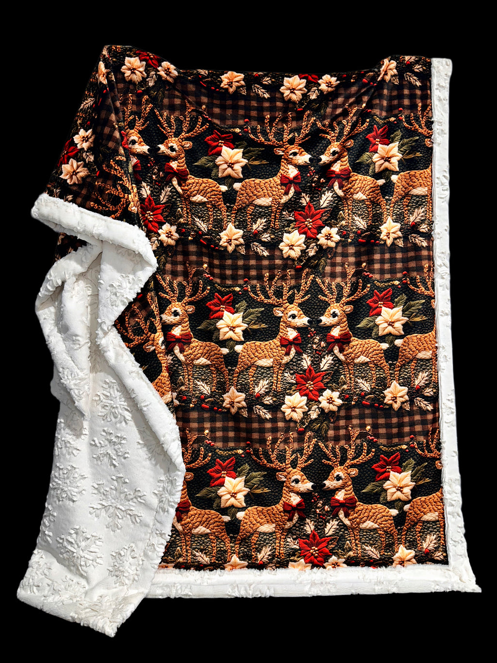 Christmas Deer On Snowflakes XL Adult Size