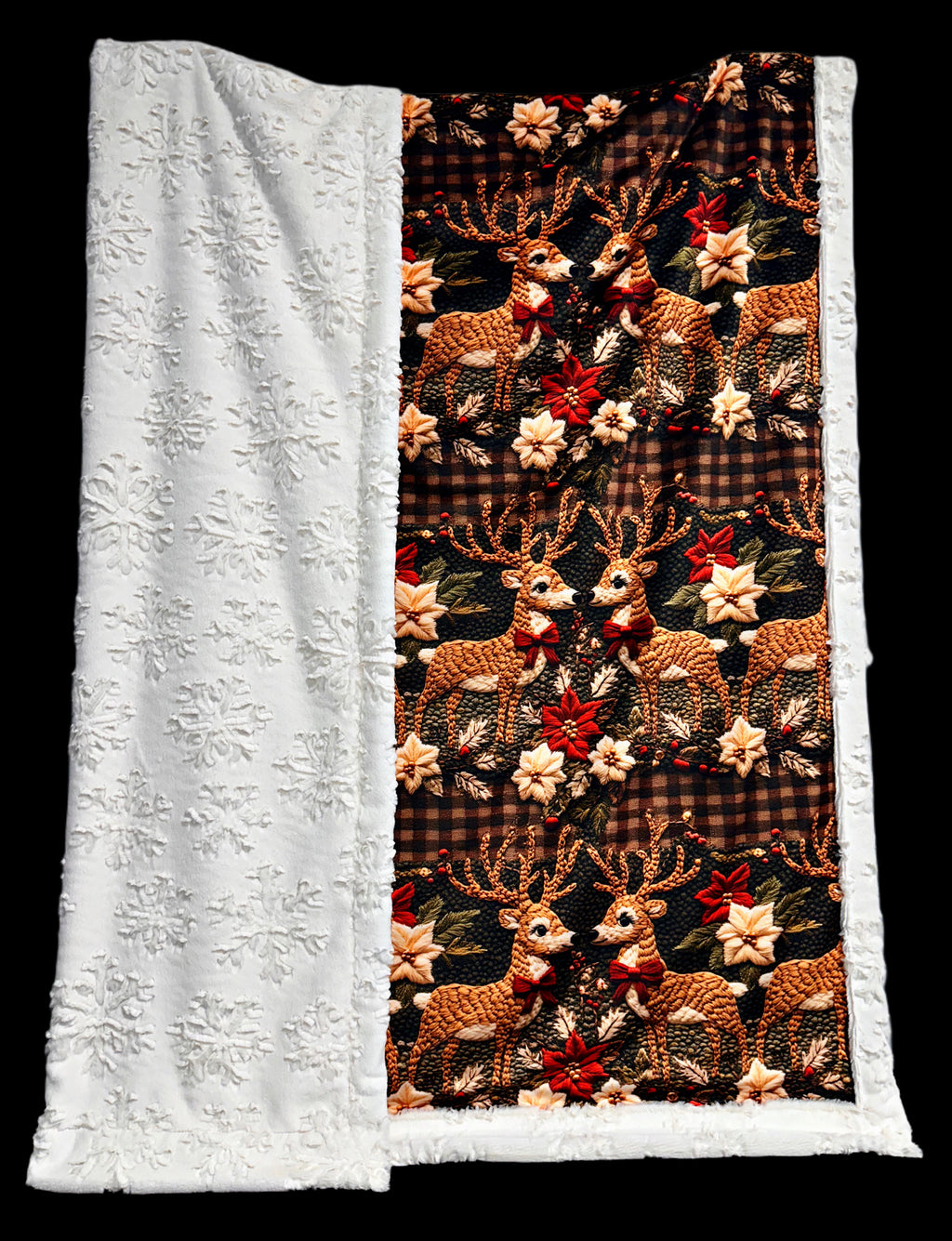 Christmas Deer On Snowflakes XL Adult Size