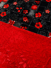 Load image into Gallery viewer, Black Denim Red Florals XL Adult Size