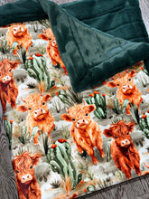 Load image into Gallery viewer, Cactus Highland Cows XL Crib Size