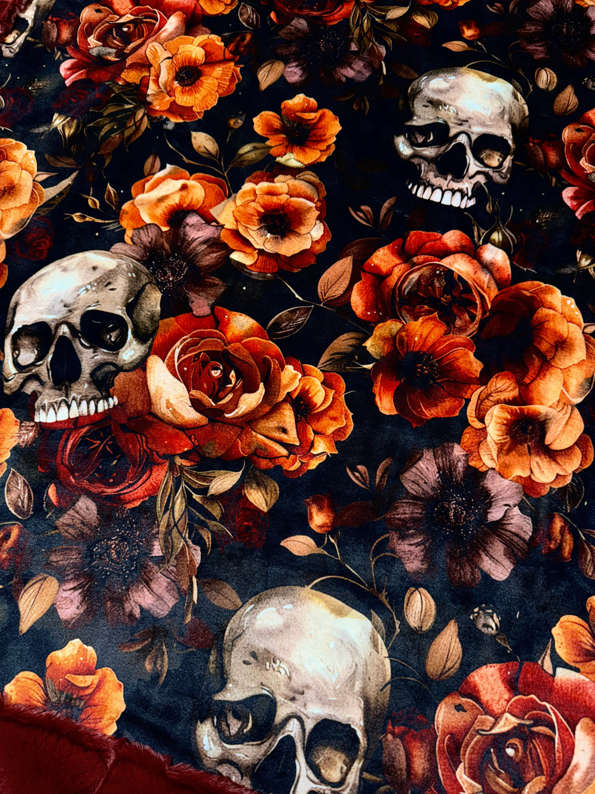 Floral Fall Skulls XL Adult Size