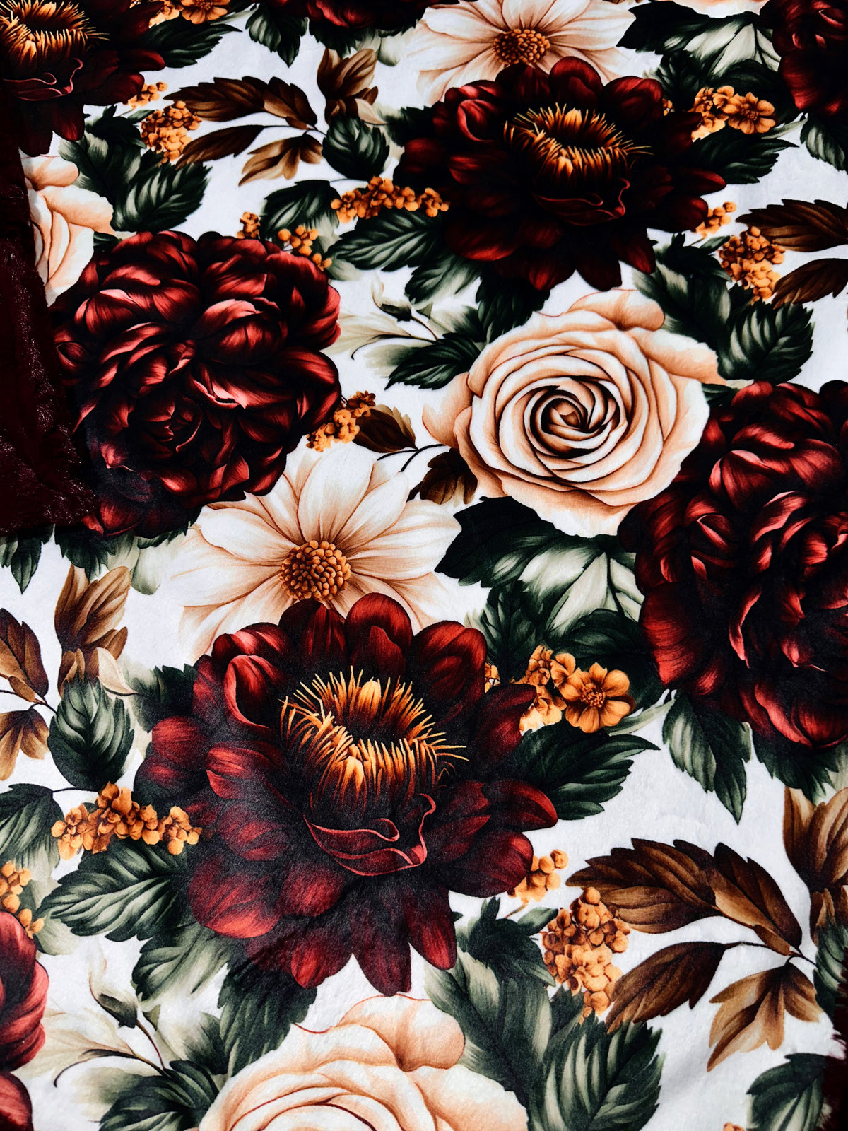 Burgundy + Crema Florals XL Adult Size