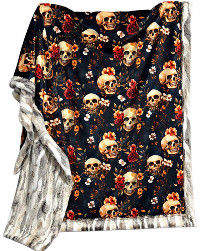 Fall Floral Skulls XL Adult Size
