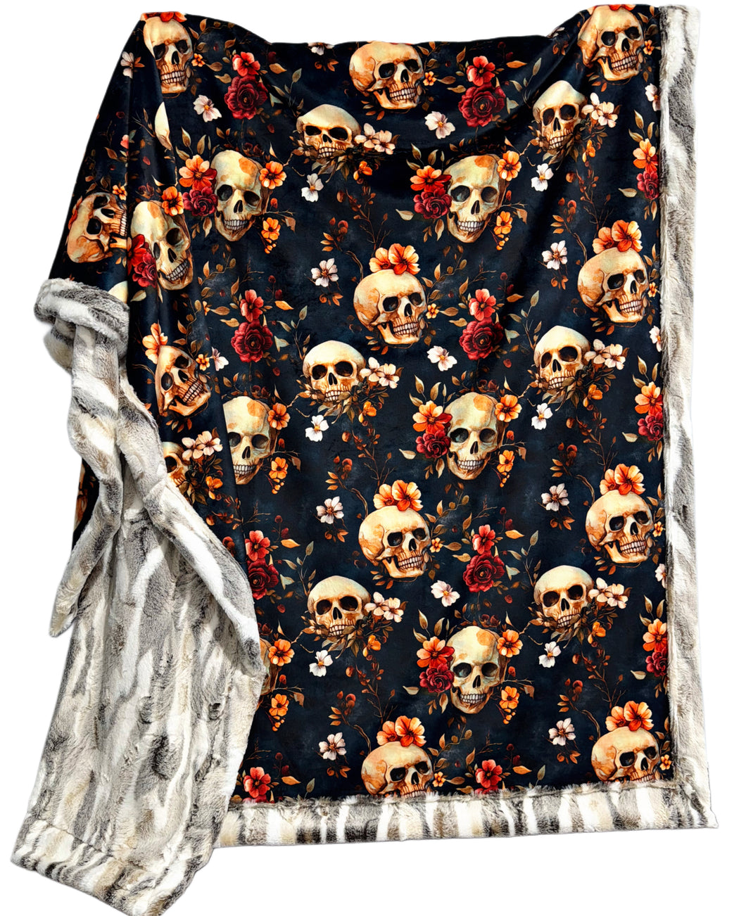 Fall Floral Skulls XL Adult Size