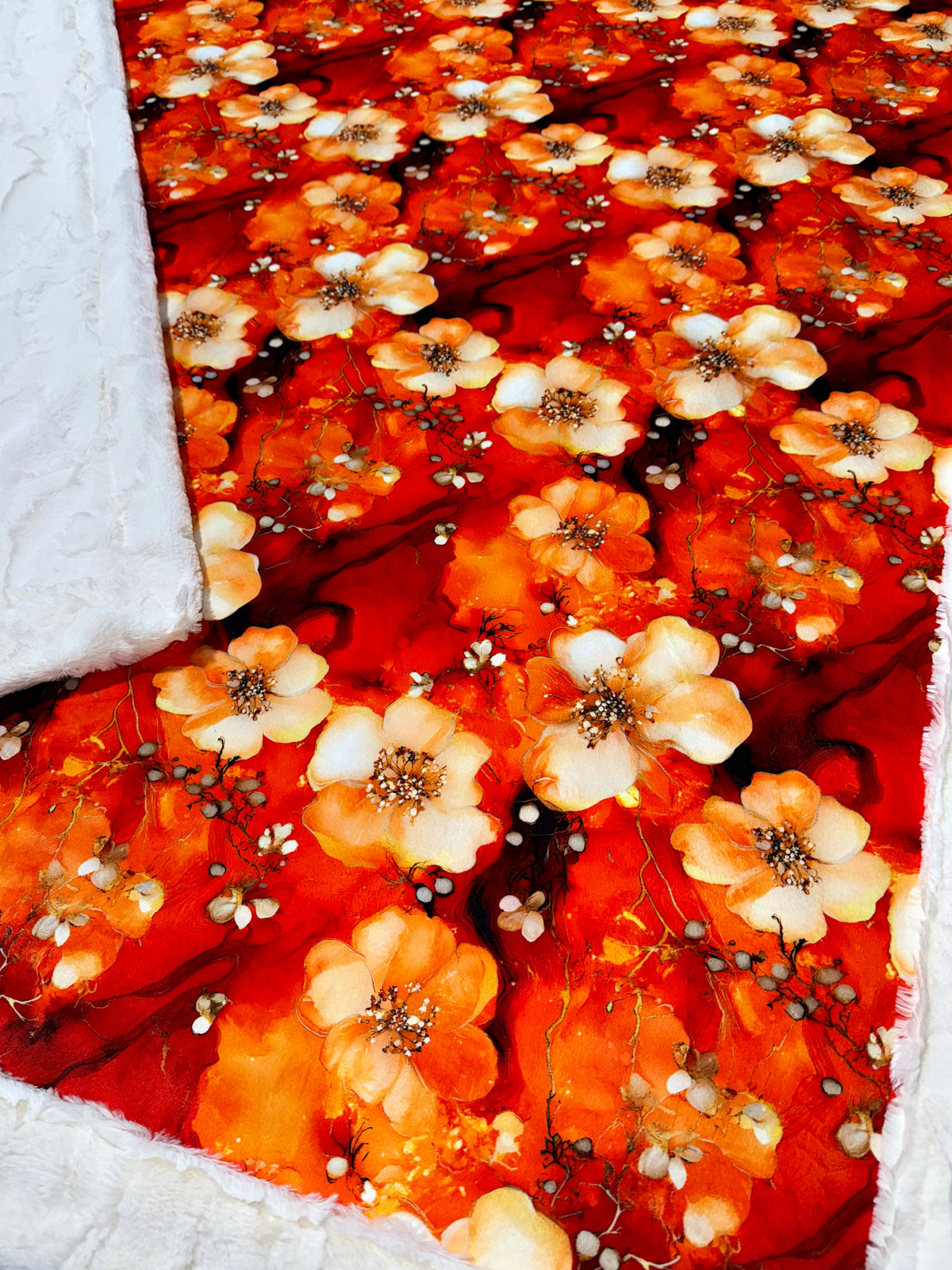 Orange Crème Marble Florals XL Adult Size