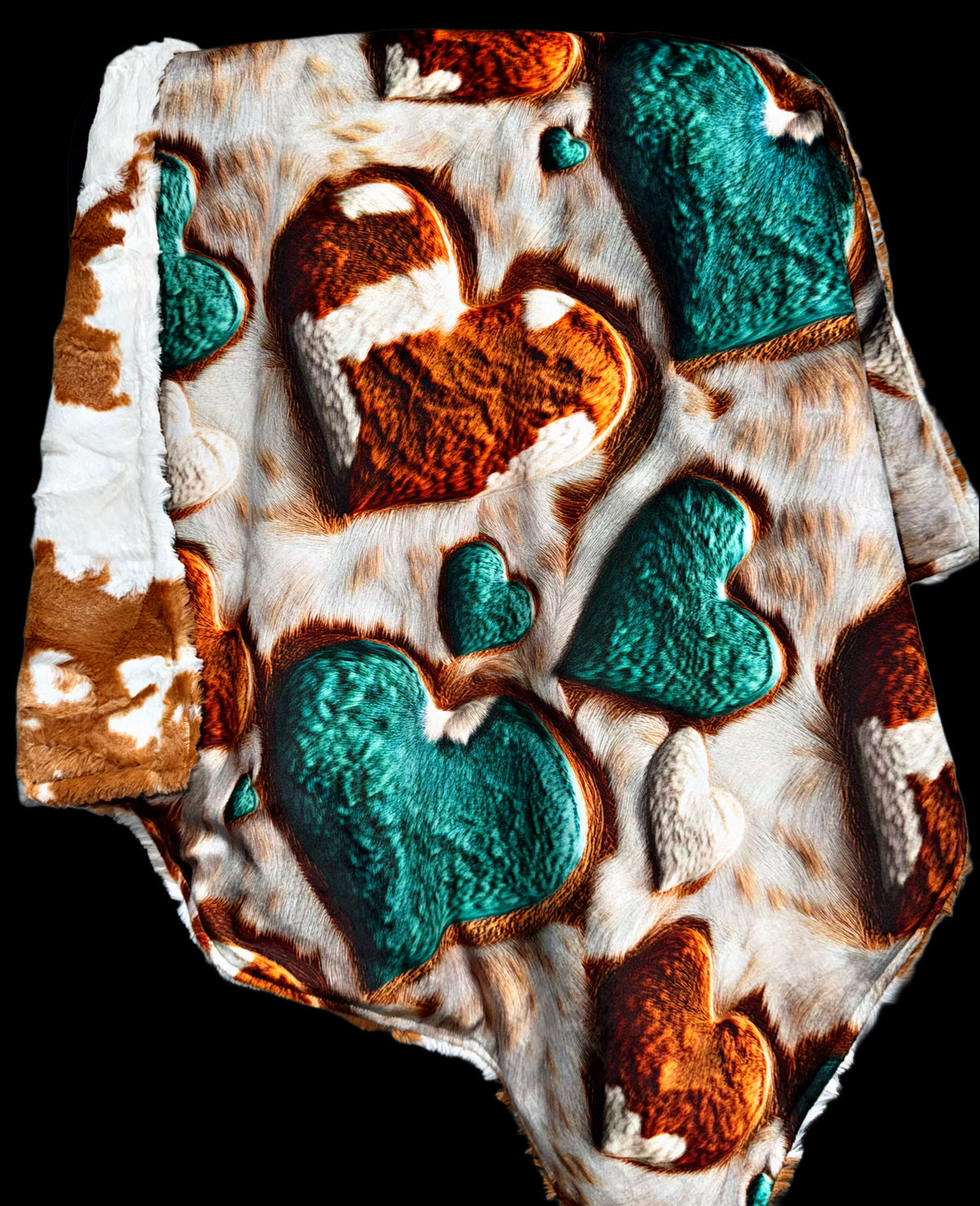 Cowhide Hearts Lovey Size