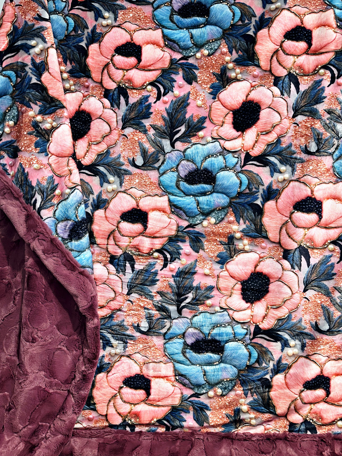 Embroidered Look Soft Florals Adult Size