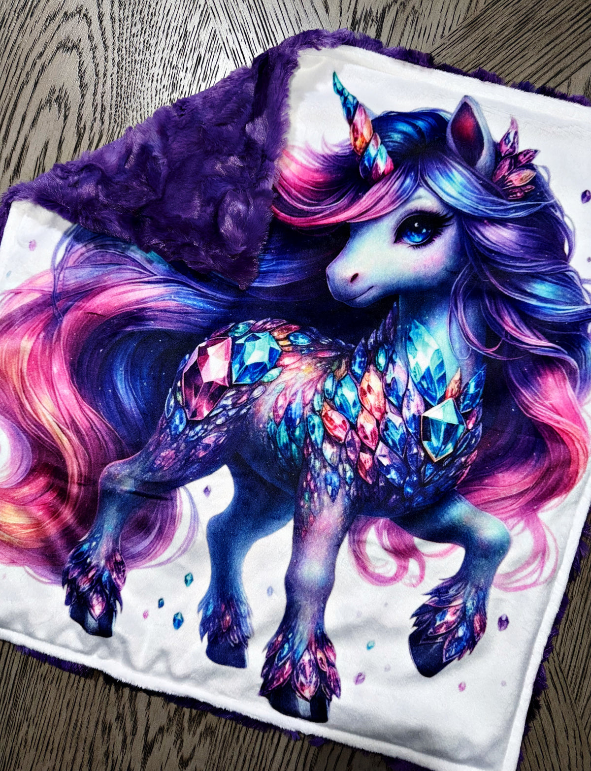 Gemstone Unicorn Lovey Size