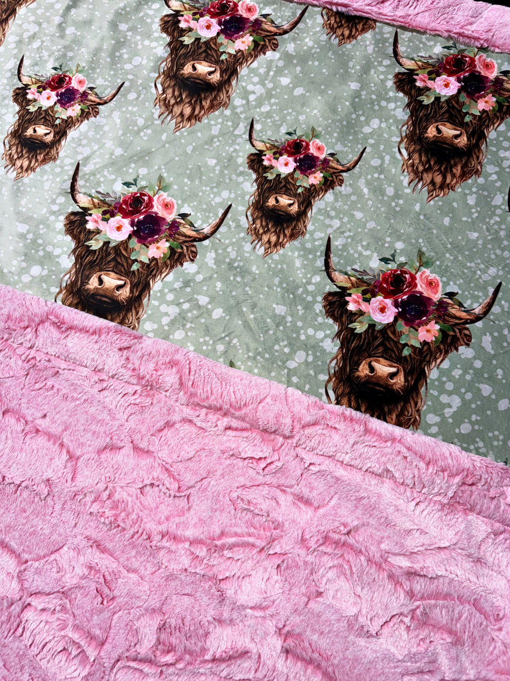 Sage Highland Cows Crib Size