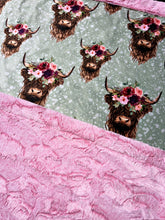 Load image into Gallery viewer, Sage Highland Cows Crib Size