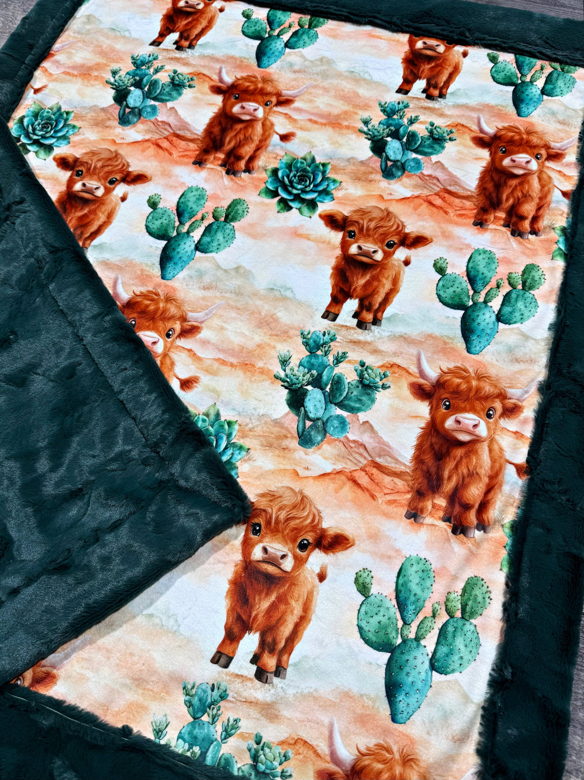 Cactus Highland Cows XL Crib Size