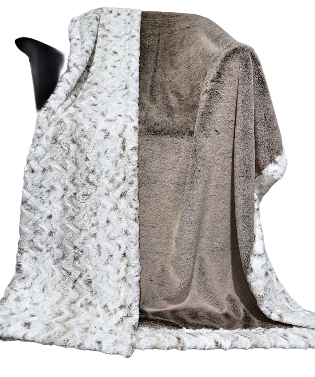 Extra Luxe Chocolate Almond Frosted Baby Seal + Natural Snowy Owl XL Adult Size