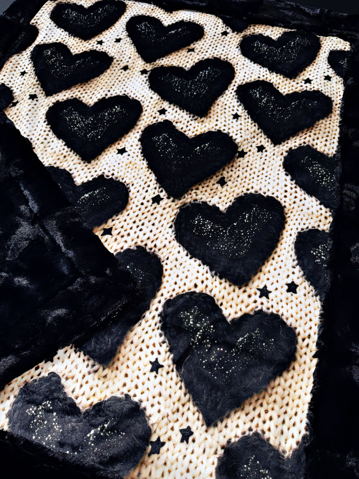 Black Sparkle Hearts Baby Size
