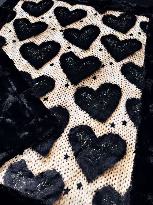 Black Sparkle Hearts Baby Size