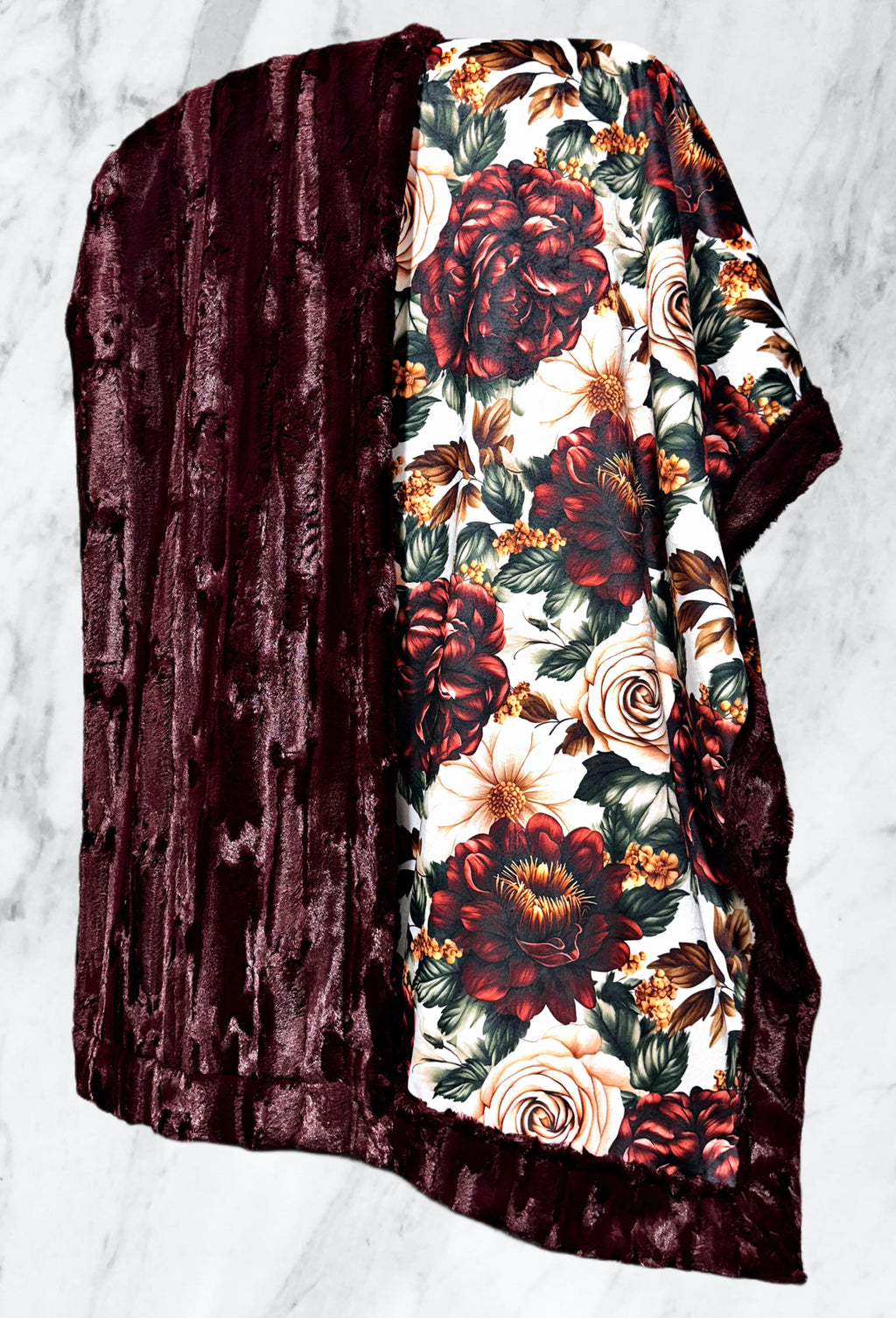 Burgundy + Crema Florals XL Adult Size