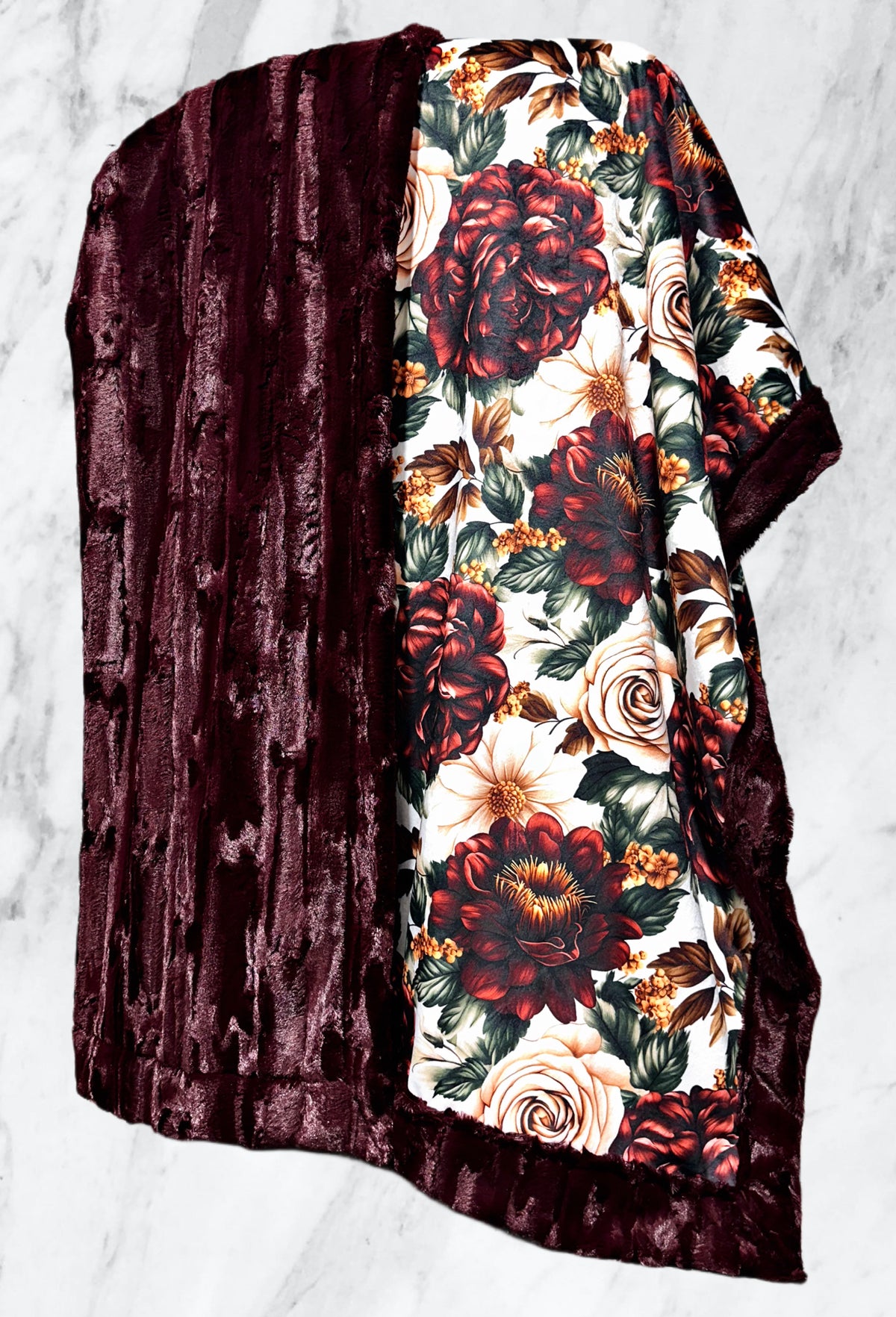 Burgundy + Crema Florals XL Adult Size
