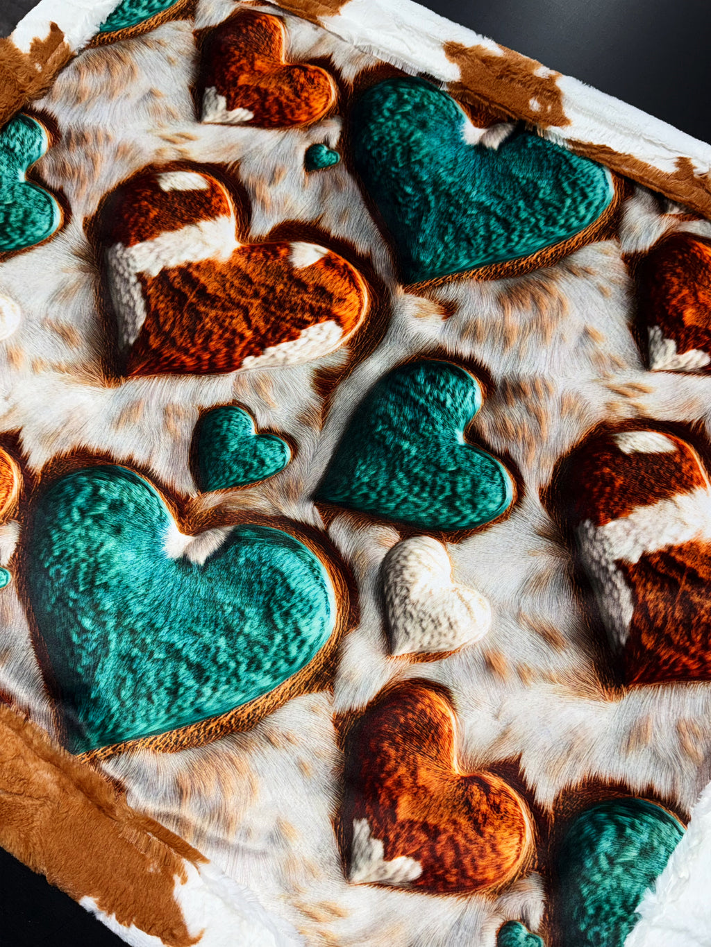 Cowhide Hearts Lovey Size