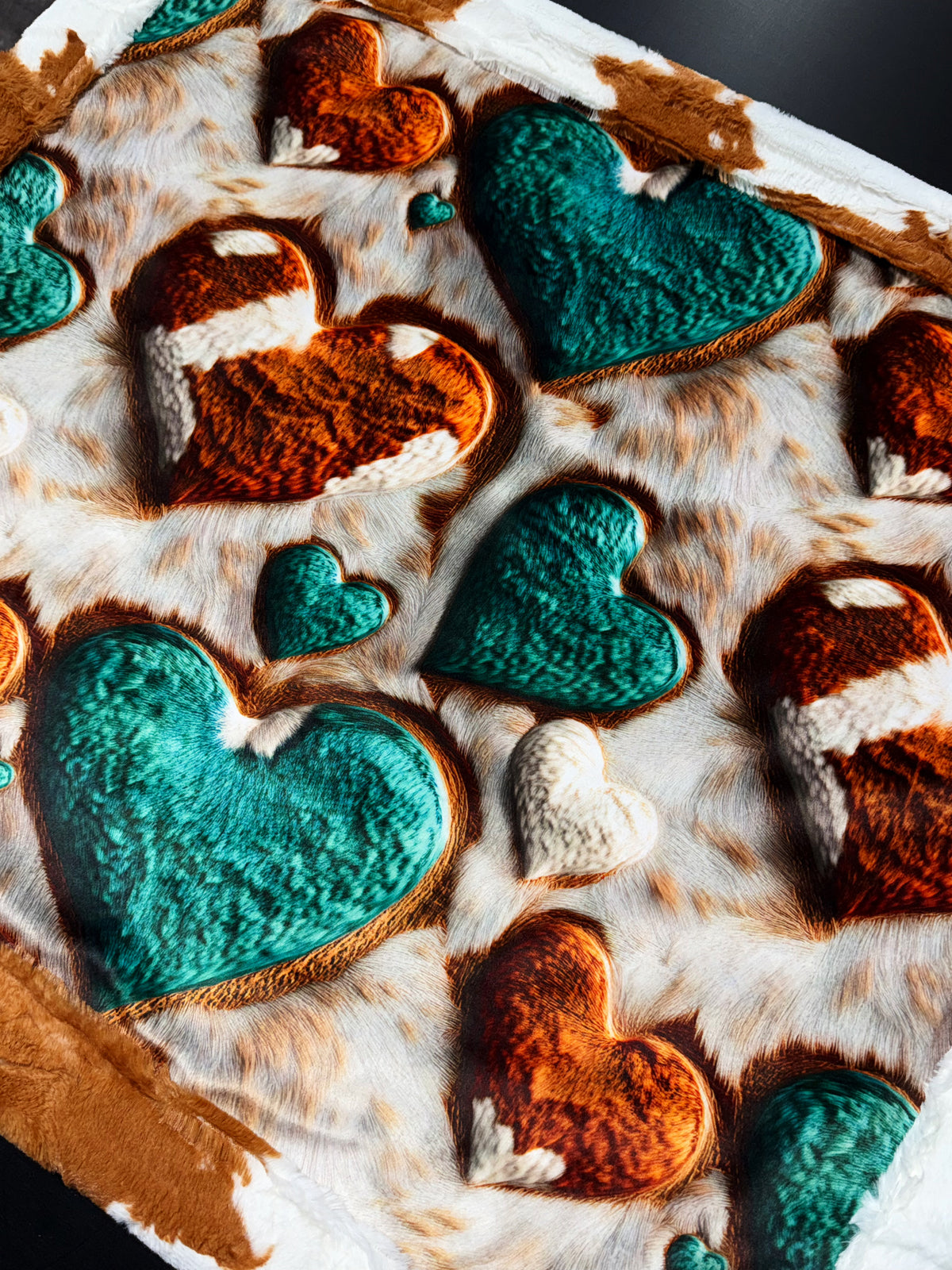 Cowhide Hearts Lovey Size