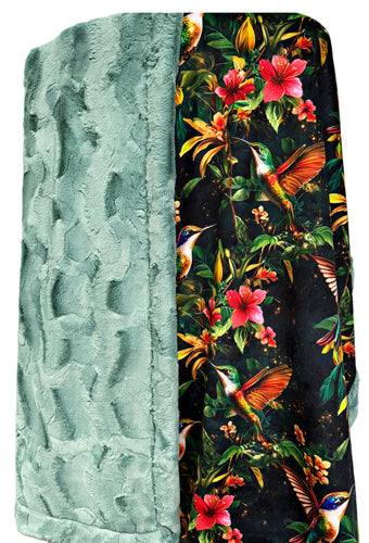 Pretty Floral Hummingbirds XL Adult Size