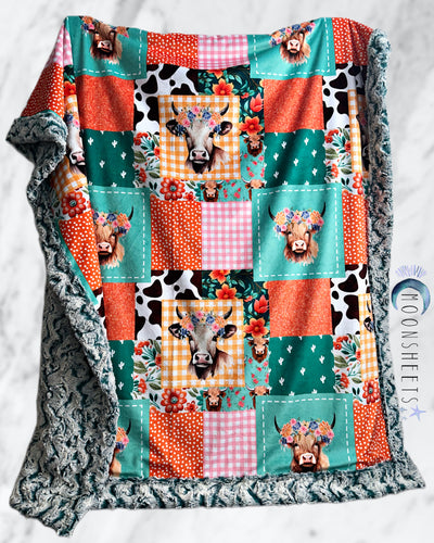Country Faux Patchwork Throw Size