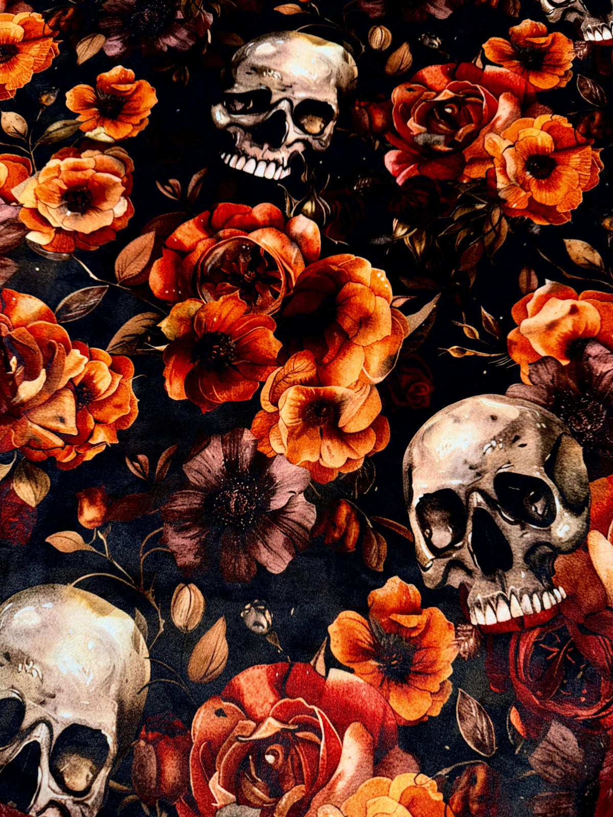 Floral Fall Skulls XL Adult Size