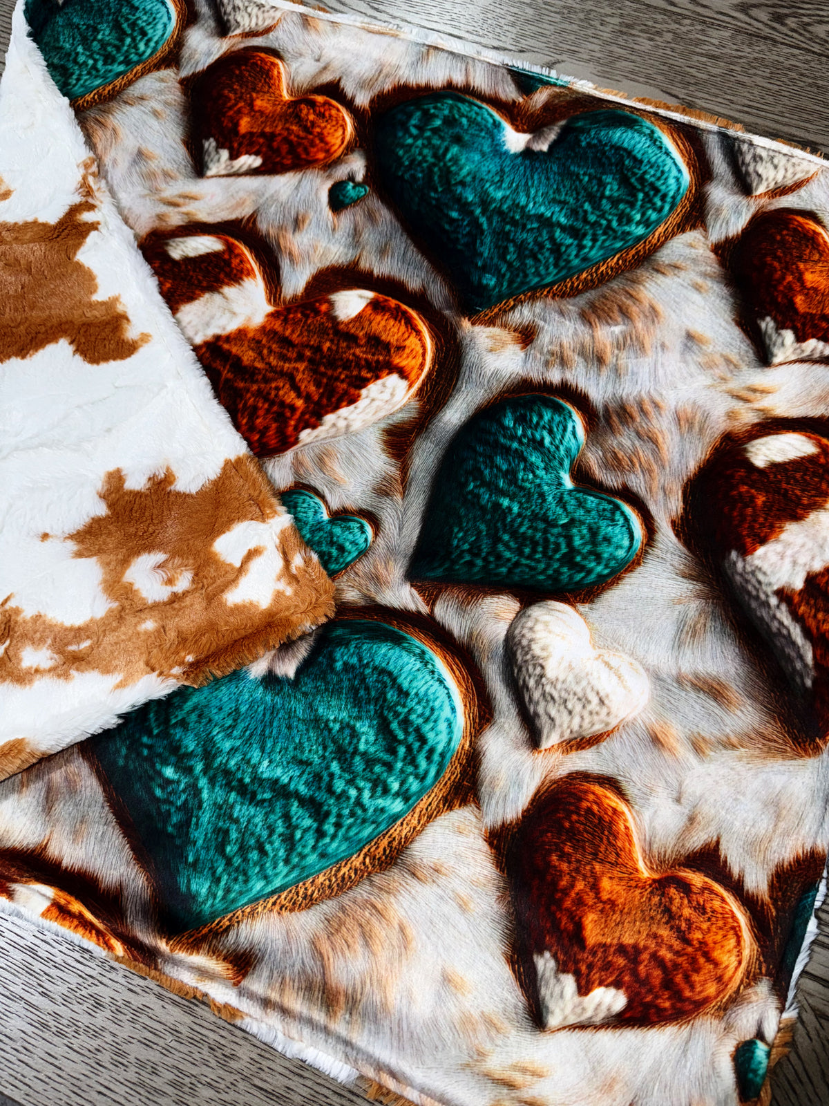 Cowhide Hearts Lovey Size