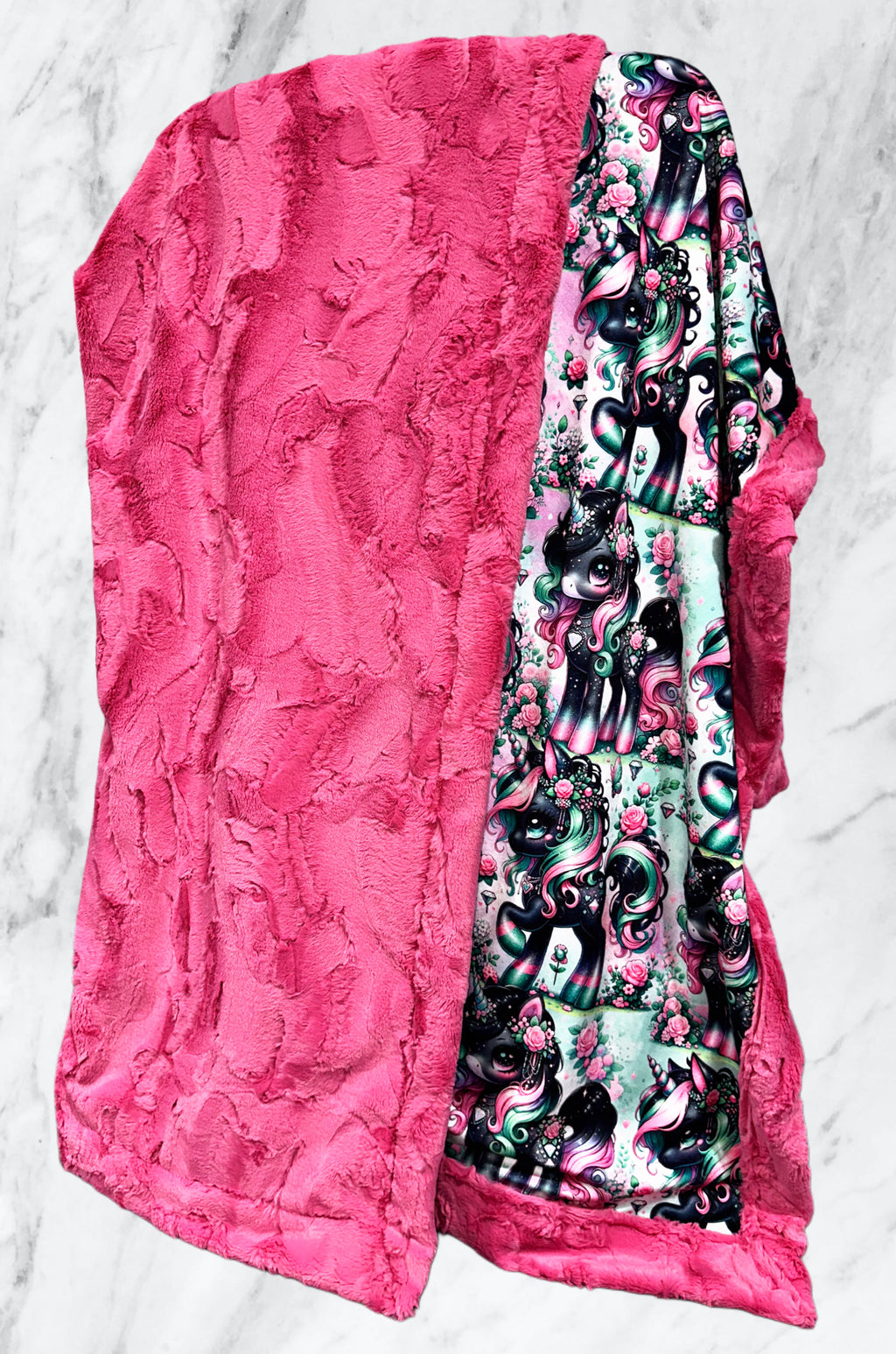 Black Floral Unicorns XL Adult Size