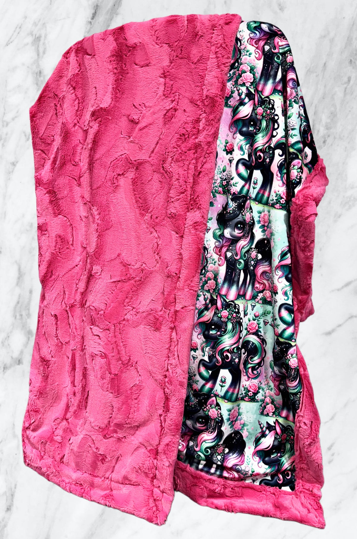 Black Floral Unicorns XL Adult Size