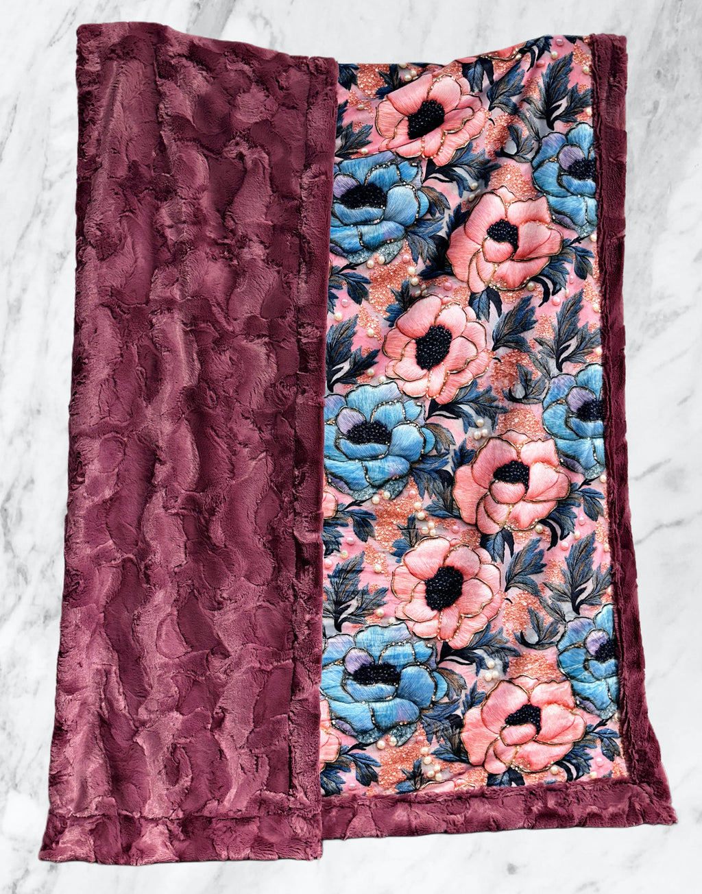 Embroidered Look Soft Florals Adult Size