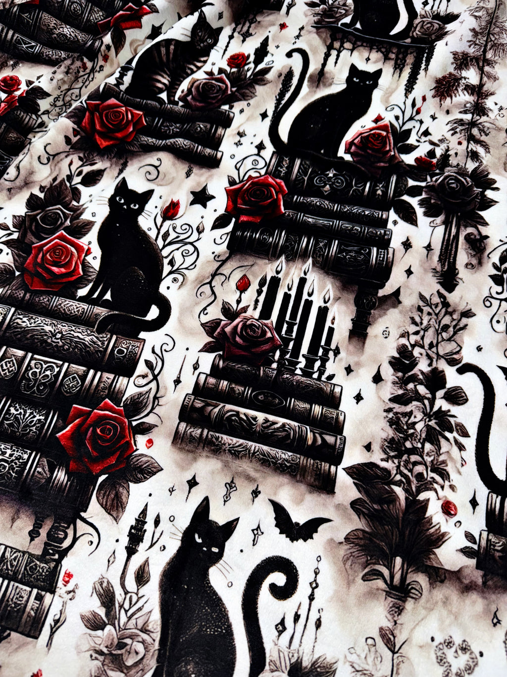 Black Cats, Roses, + Books XL Adult Size