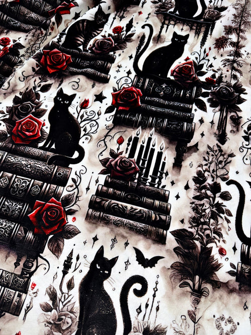 Black Cats, Roses, + Books XL Adult Size