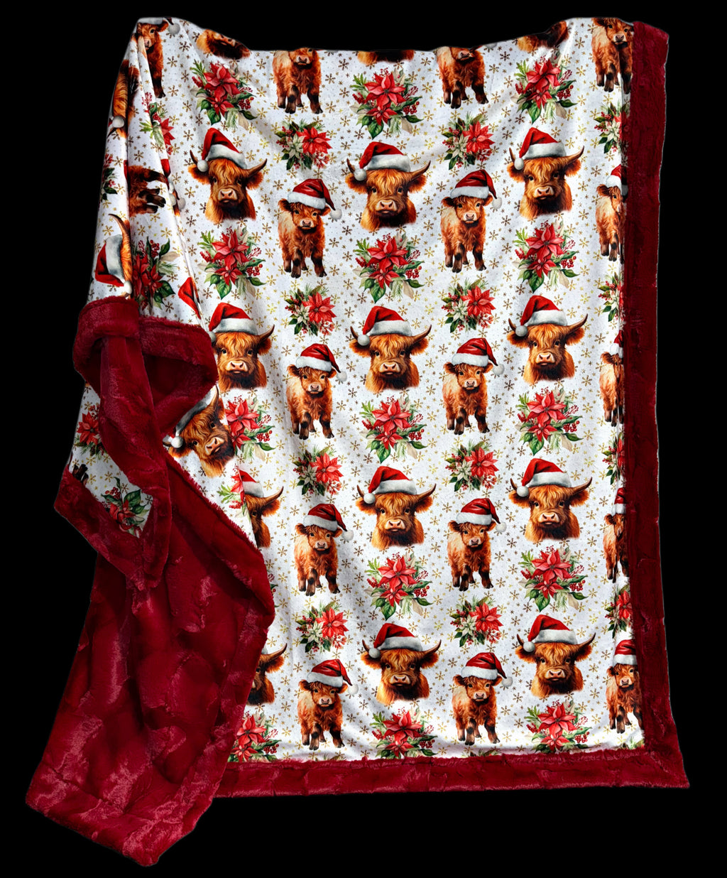 Poinsettia Highland Cows XL Adult Size