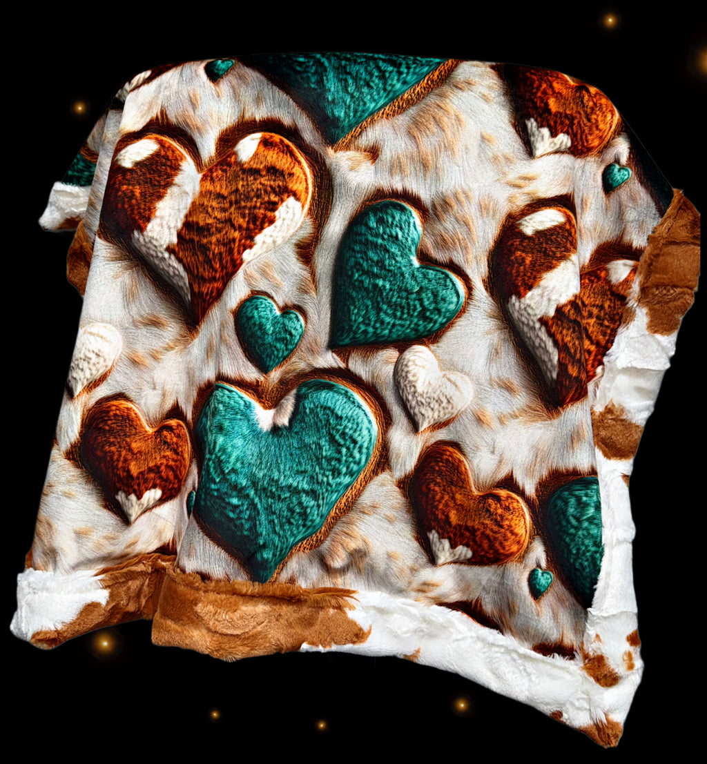 Cowhide Hearts Lovey Size