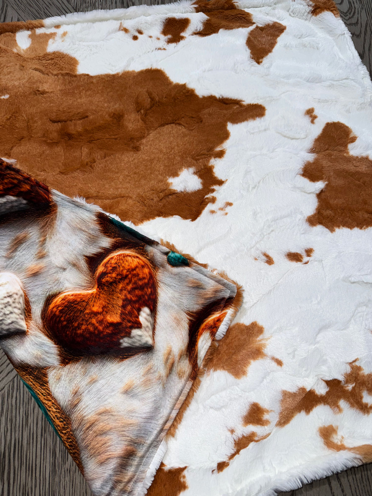 Cowhide Hearts Lovey Size