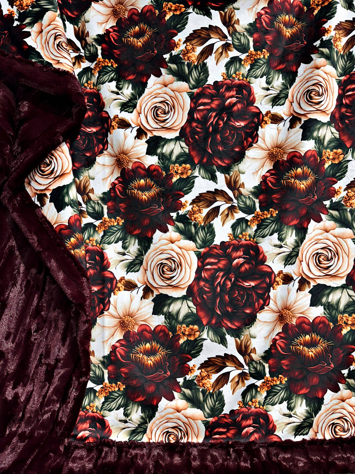 Burgundy + Crema Florals XL Adult Size