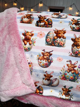 Load image into Gallery viewer, Extra Luxe Pink Lemonade + Highland Cows Throw Size