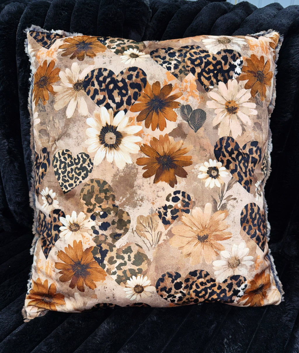 Wild Leopard Hearts Pillow