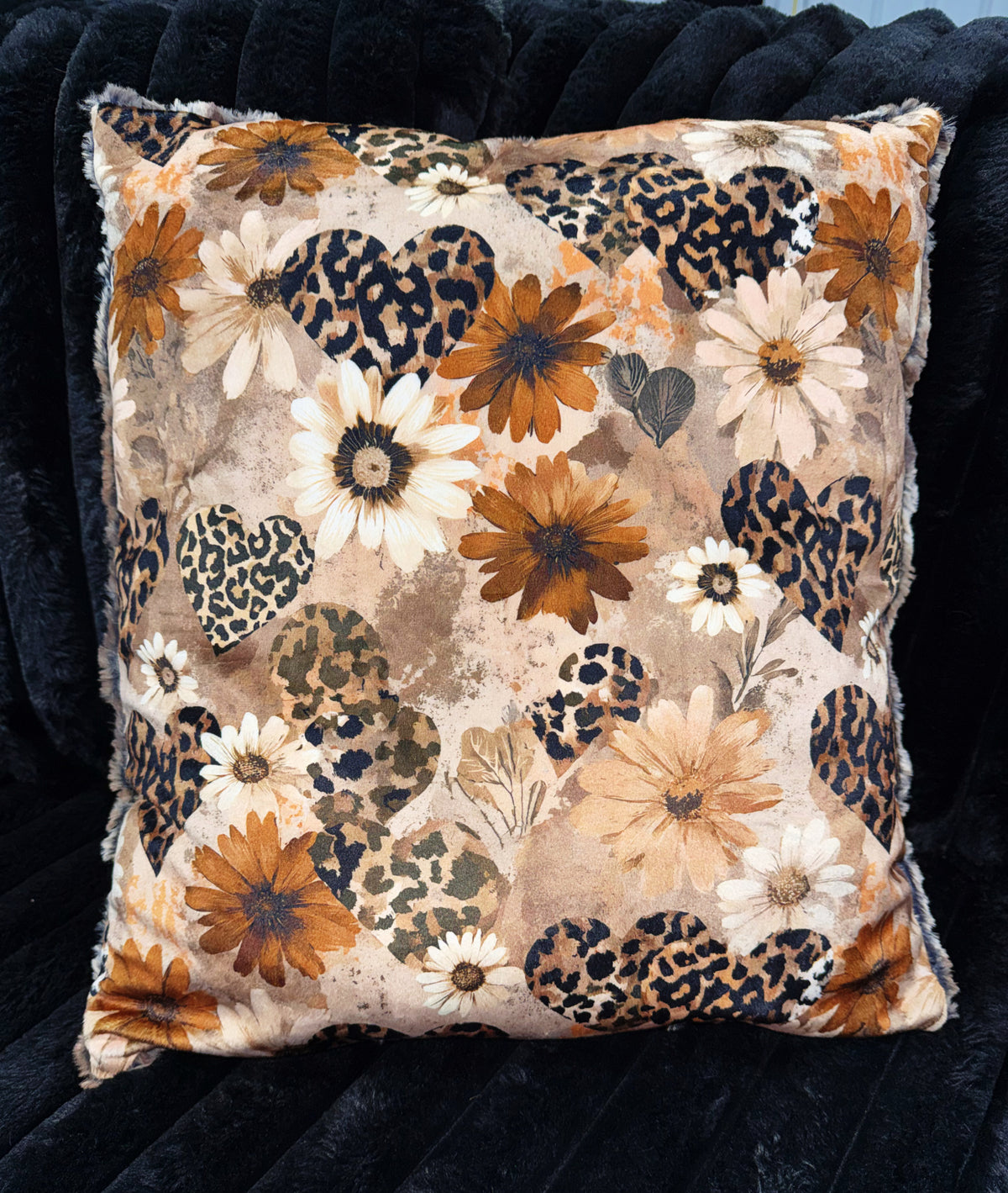 Wild Leopard Hearts Pillow