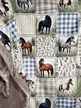 Load image into Gallery viewer, Extra Luxe Glazed Sand Dollar Encore + Country Horses Faux Quilt XL Adult Size