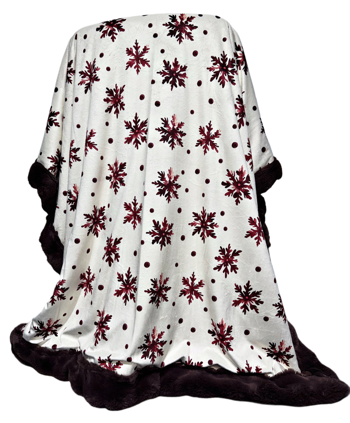 Merlot Snowflakes On Raisin Rum Powder Puff  XL Adult Size