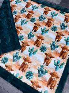 Cactus Cow Throw Size