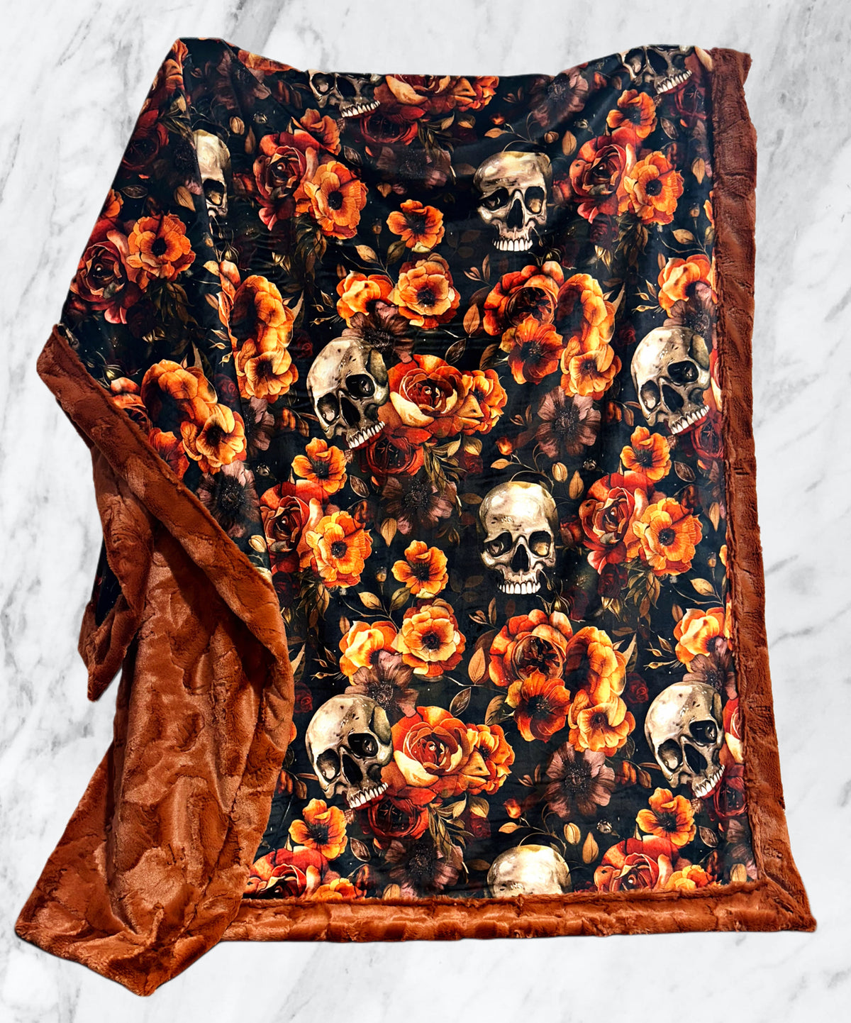 Dark Autumn Floral Skulls XL Adult Size