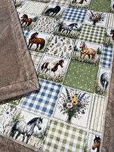 Load image into Gallery viewer, Extra Luxe Glazed Sand Dollar Encore + Country Horses Faux Quilt XL Adult Size