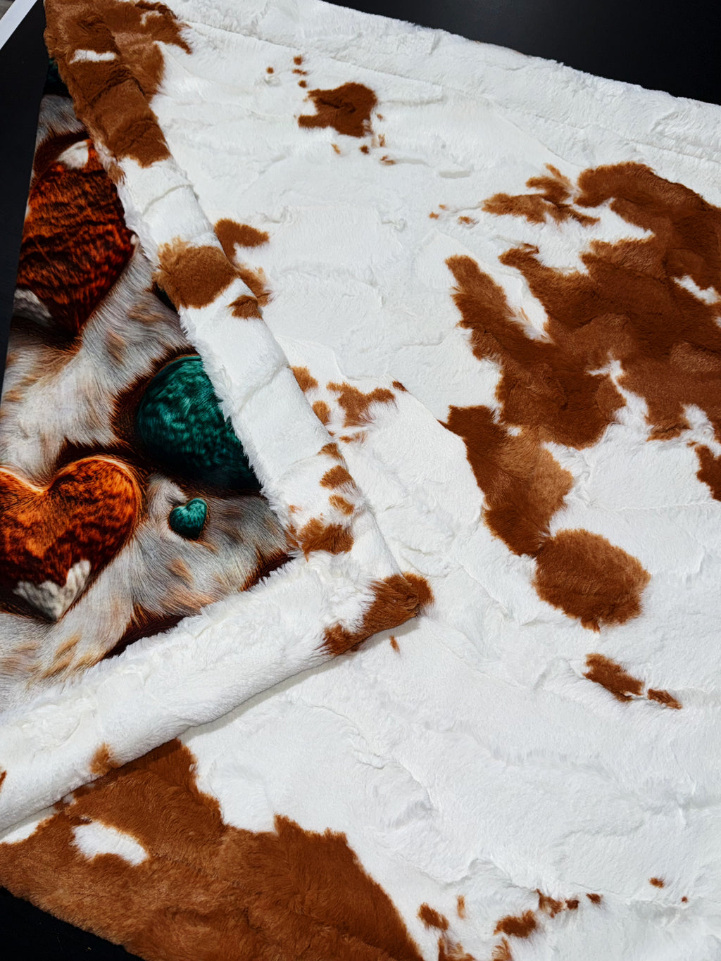 Cowhide Hearts Lovey Size