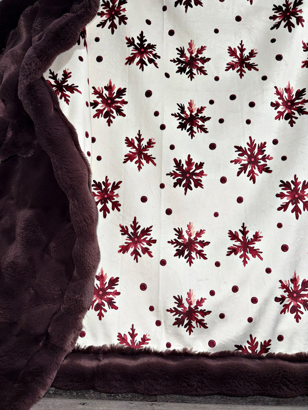 Merlot Snowflakes On Raisin Rum Powder Puff  XL Adult Size