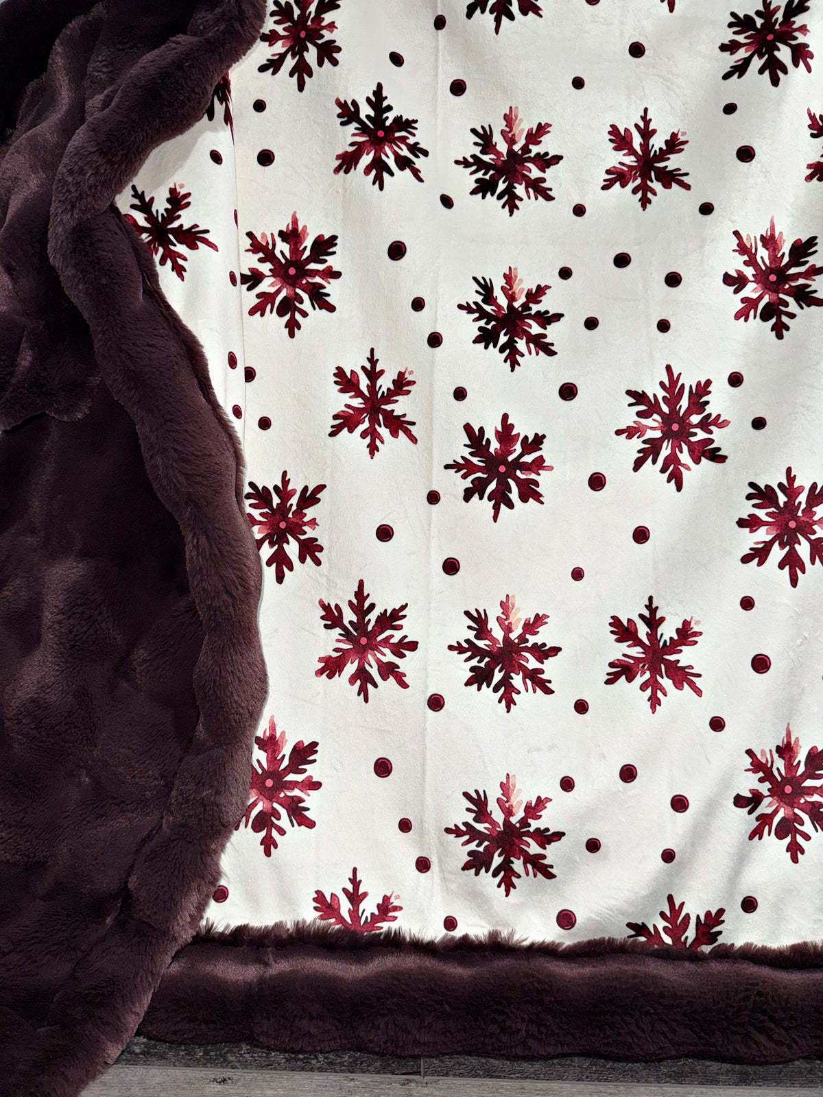 Merlot Snowflakes On Raisin Rum Powder Puff  XL Adult Size