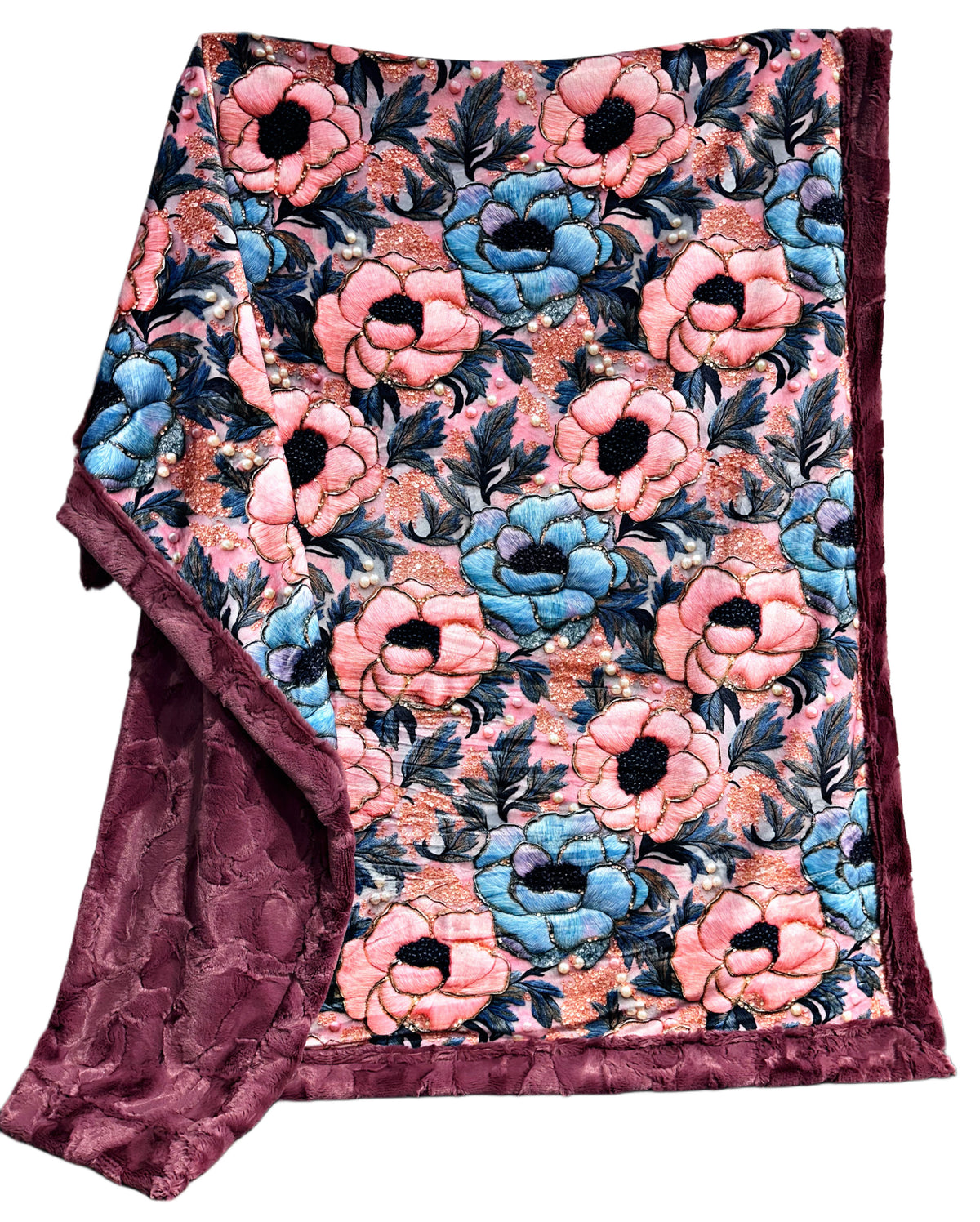 Embroidered Look Soft Florals Adult Size