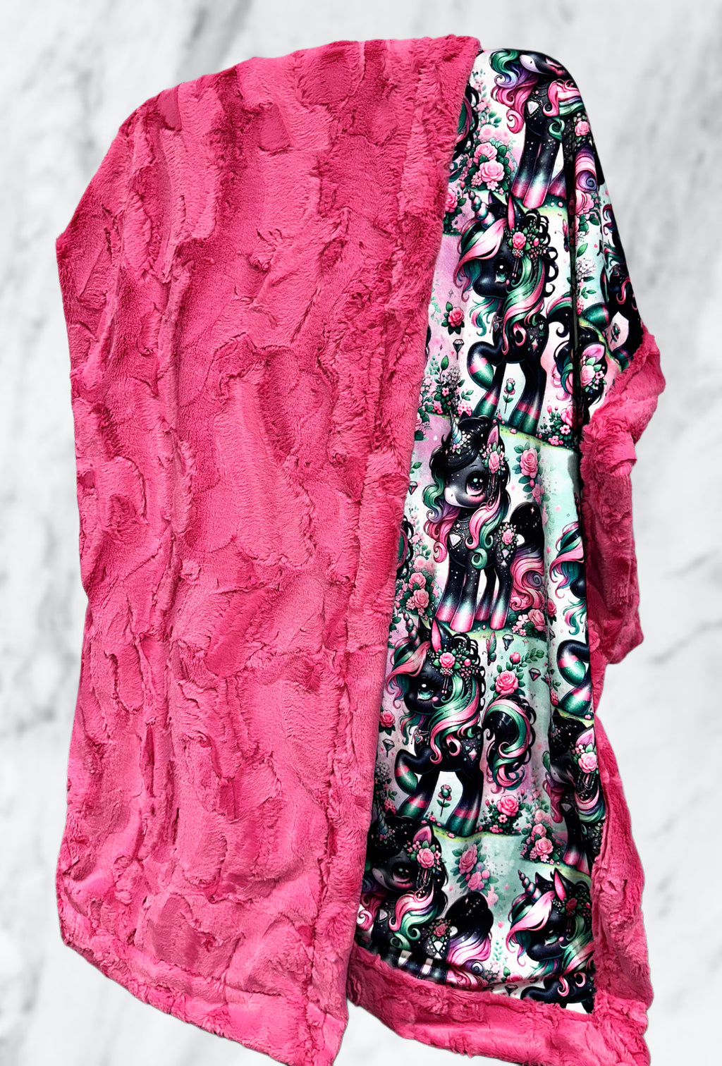 Black Floral Unicorns XL Adult Size