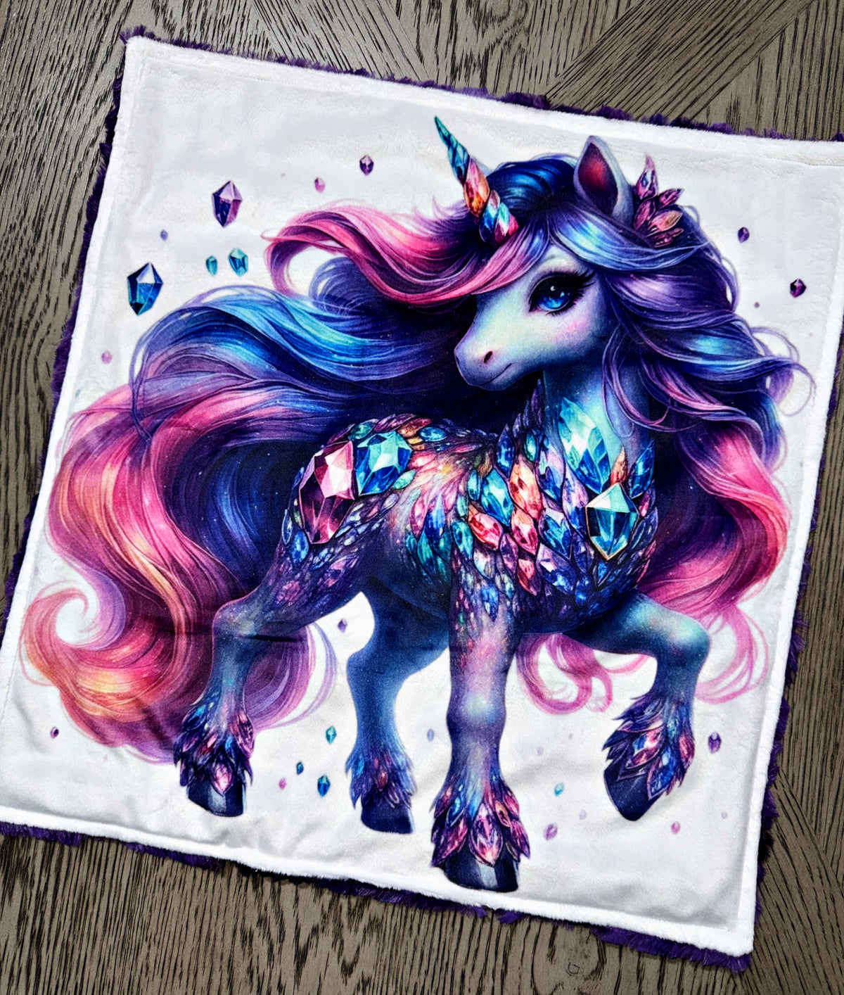 Gemstone Unicorn Lovey Size
